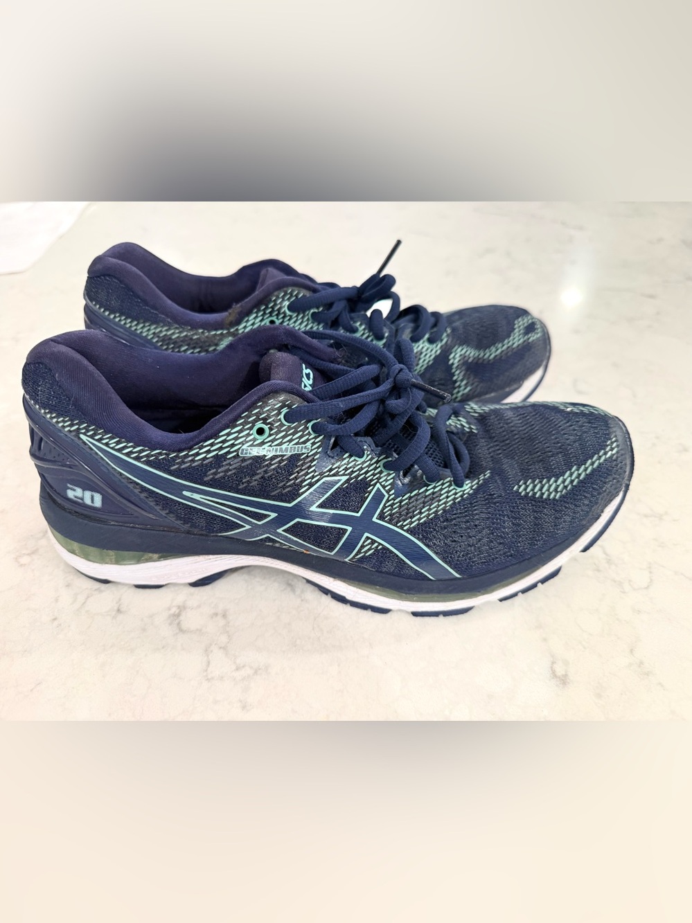 ASICS Gel-Nimbus 20 Navy blue & Aqua colorway 8.5D